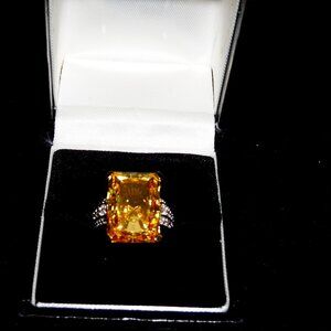 Citrine Solitaire Ring  18K Gold over Sterling Silver Size 7